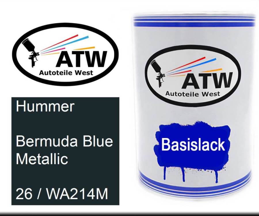 Hummer, Bermuda Blue Metallic, 26 / WA214M: 500ml Lackdose, von ATW Autoteile West.